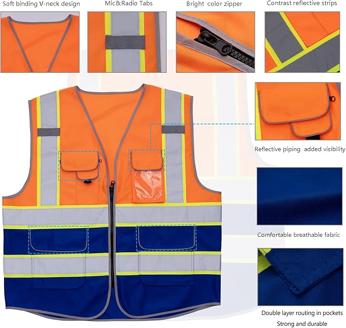 Tydon Guardian Reflective Safety Vest for Women Men High Visibility Security With Pocket Zipper Front Meet ANSI/ISEA Standard