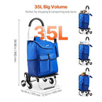 VEVOR Stair Climber Cart, 36L Capacity, Grocery Cart Laundry Stair Climbing Handcart with 6 Wheels & Oxford Cloth Bag, Foldable Stair Climber Hand Truck for Grocery Laundry Climbing