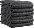 US Cargo Control Moving Blankets Heavy Duty 72"x80" 6-Pack, (65 lbs/doz), Heavy Duty Packing Blankets for Moving Furniture, Shipping, and Storage, Black Quilted Furniture Pads, MBDELUXE Econo Deluxe