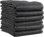 US Cargo Control Moving Blankets Heavy Duty 72"x80" 6-Pack, (65 lbs/doz), Heavy Duty Packing Blankets for Moving Furniture, Shipping, and Storage, Black Quilted Furniture Pads, MBDELUXE Econo Deluxe