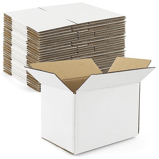 Golden State Art, 6x4x4 Shipping White Boxes, Corrugated Cardboard Box for Small Business, Mailing Gift Box, Candle Packing Box, 28 Pack