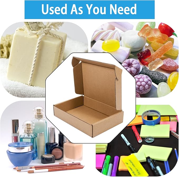 50 Pack Small Corrugated Cardboard Boxes for Packing and Mailing, Literature Mailer (Internal Size: 6x4x1 Inch)