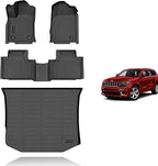 KELCSEECS® Floor Mats & Cargo Liner Custom for Jeep Grand Cherokee 2016-2021/ Grand Cherokee WK 2022 2023 (Non L) All Weather Protection TPE Floor Liners Front& Rear Row Full Set Accessories Black