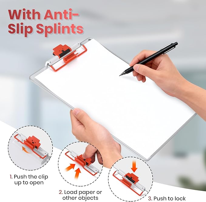 Clipboards with Pen Holder A4 Size 12.5x9 Inch Aluminum Protection Clip Board for Classrooms, Offices, School, Doctor, Coaches [Upgraded Clip] [White-Red, 2 Pack]