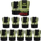 Safety Vest Customize Logo with 5 Pockets & Zipper Reflective High Visibility Vest Class 2 Outdoor Workwear