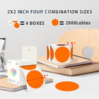 2 - Inch Round Orange Color - Coding Stickers,4 Rolls, 2000 PCS Multipurpose Strong - Adhesive Labels for Office,Inventory,Organizing