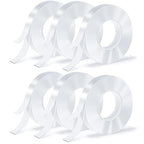 Double Sided Tape, Nano Tape, Transparent Adhesive Tape, Traceless Adhesive Tape, Removable, Washable, Reusable, Suitable for Carpets, Photo Walls, 9.85Ft Per Roll, 6 Rolls