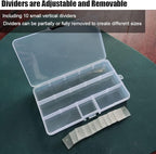 4 Pcs 15 Grids Clear Organizer Box Plastic Storage Container with Adjustable Dividers for Electronics Jewelry Beads Art DIY Crafts Fishing Small Parts