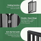 Dog Gate for Doorways, Foldable Dog Gate Indoor, Pet Gates for Doorways Bedroom, Puppy Gate with Metal Support Feet, Room Divider 2 Panels (Black)