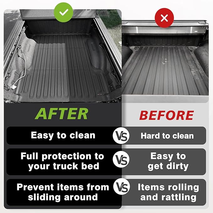 TripleAliners Truck Bed Mat Compatible with 2009-2025 2026 Dodge Ram 1500 & 2019-2024 Classic Accessories 5'7'' Perfectly Flush All Weather Protection TPE Heavy Duty Cargo Mat (Won't fit Rambox)