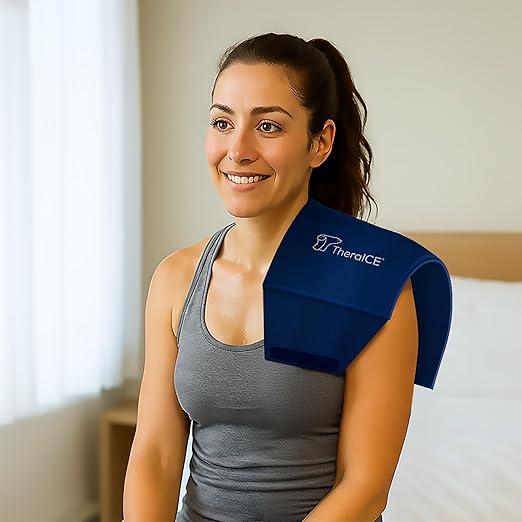 TheraICE Knee Ice Pack Wrap Compression ANYSleeve for Injuries, Reusable Elbow Calf Gel Cold Packs Brace, Adjustable Cold Recovery Wrap for Pain Relief -1 Size fits most people & Body parts -1 Unit