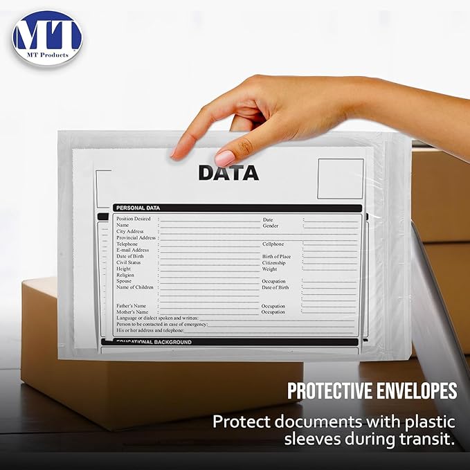 MT Products Blank Envelope Shipping Label Sleeves - 6.5" x 10" Packing Slip Pouches for Shipment/Return - Case of 1000