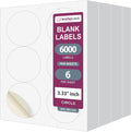NextDayLabels 3.33 Inch Round Labels - Matte White Blank Circle Stickers - Printable Labels (6000 Sheets)