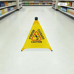 6 Pcs Pop up Wet Floor Sign, 20 Inch Slippery When Wet Sign with Storage Tube, 4-Sided Yellow Safety Warning Caution Cone for Commercial Industrial Office Use