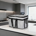 Food Delivery Insulated Bag, Insulated Cold Meal Bag, Built-in Base Plate, For Hot and Cold Food Takeout, Commercial Catering Transportation - 23 * 14 * 15 inches (NO Partitioned, Grey)