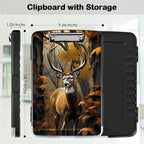 Clipboard with Storage,Office Supplies Nursing Clipboards Folder with Pen Holder Plastic Storage ClipBoard Foldable for Teacher Nurse,Camouflage Forest Deer
