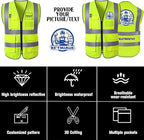 Personalized Safety Vest Custom High Vis Vest Customize Logo Safety Vest with Reflective Strip 5 Pockets Workwear