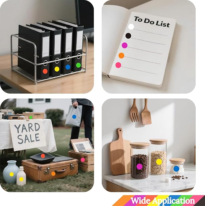 4050 PCS 9 Color 3/4" Colored Dot Stickers Round Color Coding Labels Circle Price Label Removable Stickers for Garage Sale, Yard Sale, Student Classroom, Office