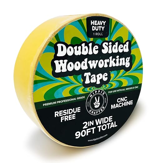 HIPPIE CRAFTER Wide Double Sided Tape for Woodworking, 2 Inch Heavy-Duty Sticky Tape for CNC Machines and Routing Templates, 90 Feet Long