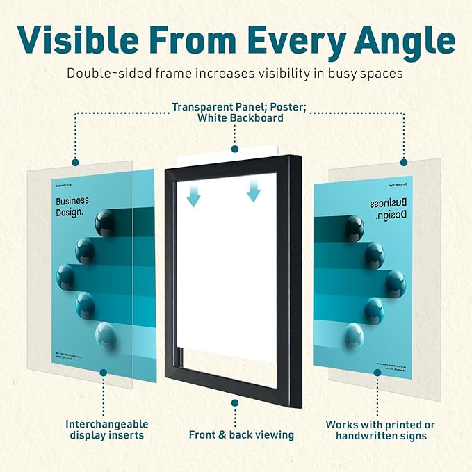 1 PACK Double-Sided Adjustable Heavy Duty Pedestal Sign Holder Stand for Display - Indoor/Outdoor Floor Sign Stand with Base 8.5x11 inches (Horizontal and Vertical Orientation) - includes dry erase marker