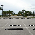 SmartSign Rubber Parking Curb, (Pack of 10) Heavy Duty Parking Stops with White Reflective Stripe Chevrons, 72" Long (6ft), Wheel Stops for Parking Lots/Garage/Cars/Trucks, Pre-Drilled Holes