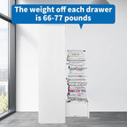 5 Drawer File Cabinet with Lock Metal Vertical File Cabinet Office Home Vertical File Cabinet for A4 Legal/Letter Size Narrow File Cabinet Locked,Assembly Required (White, 5 Drawers-Vertical)