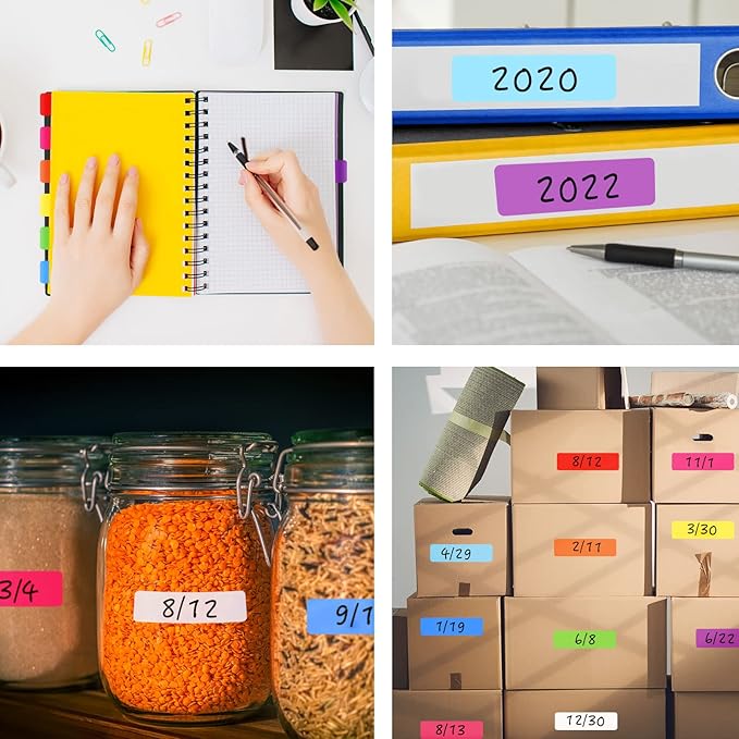 Tallew 2800Pieces 10 Color Coding Labels Rectangle Colored Stickers Assorted Removable Stickers for Classrooms Offices Labeling Marking(0.5" X 1.77")