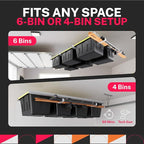 Adjustable Over Head Garage Bin Storage System Tote Lift Pro Overhead Storage Rack – Ceiling Mounted Bin Organizer System – Heavy Duty Ezy Strut & Hat Channel Design – 90" x 25" x 4" (Pack G)