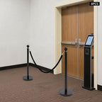 8 Pack Black Stainless Steel Stanchion Post with 4pcs 5FT Velvet Ropes, Red Carpet Ropes and Poles, Metal Crowd Control Barriers with Ball Top and Base for Events Hotels Museums
