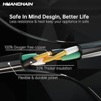 HUANCHAIN Indoor Outdoor Black Extension Cord 25 ft Waterproof, 16/3 Gauge Flexible Cold-Resistant Appliance Cable Outside, 13A 1625W 16AWG SJTW, 3 Prong Electric Cord, ETL
