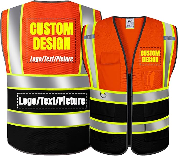 BeautyWill Custom Logo Safety Vest Class2 High Visibility Reflective Vest Breathable Construction Vest