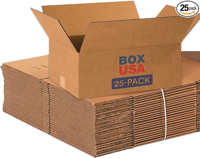 BOX USA Shipping Boxes 18 1/2"L x 12 1/2"W x 7"H, 25-Pack Medium Corrugated Cardboard Boxes for Shipping, Mailing, Packing, Packaging and Storage