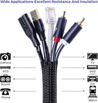 Cable Management Sleeves 1in - 2 Pack 4.1ft Split Braided Cable Sleeve Black, Hard PE Cord Protectors from Pets, Wire Organizers for Cords, Flexible Cord Wrap Wire Sleeve for Computer Cord Organizer