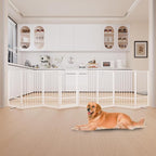 Full Metal Freestanding Dog Gate with Door, 36''Height Foldable Pet Dog Fence for Indoor & Outdoor, 8 Panels Extra Wide Free Standing TallDog Gates for Doorways,House,Stairs,Porch,Deck,Yard