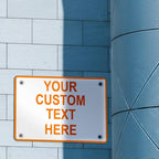 Aluminum Weatherproof Metal Sign Multiple Sizes Custom Personalized Text Here White Orange Warning Horizontal Street Signs 24x18Inches
