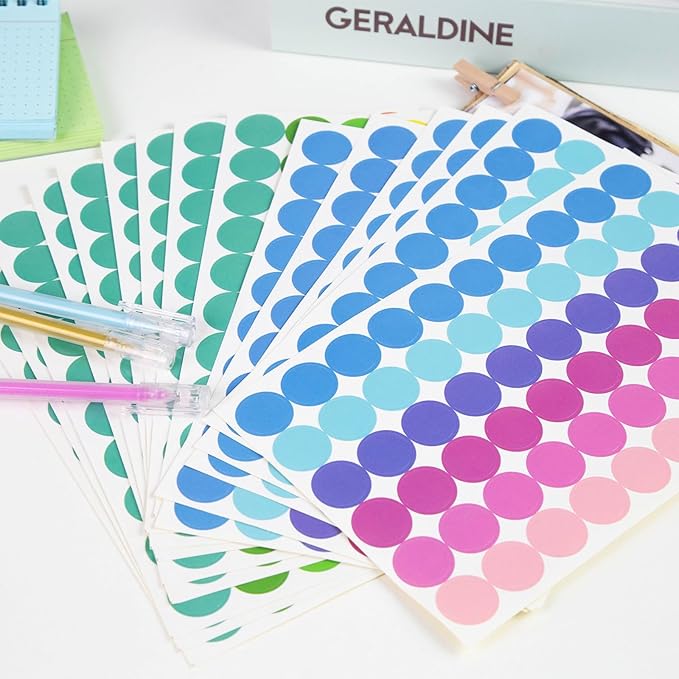 SallyFashion 2160PCS Dot Stickers 3/4 inch Color Coding Labels Round Dot Labels for Kids, 12 Color Polka Circle Label Pricing Stickers for Office Classroom Decor Must Haves, Garage Yard Sales, Papers