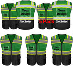 Safety Vest Customize Logo with 5 Pockets & Zipper Reflective High Visibility Vest Class 2 Outdoor Workwear