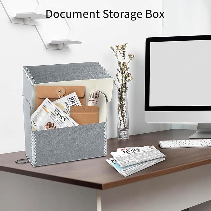 Lineco Archival Document Storage Box with Metal Edge, Acid-Free Gray Boxboard, Organize and Store Files, Prints, Photos, Jumbo-Sized Case 15.5" x 12.5" x 5" Wide, Pack of 2