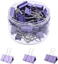Temiary Aesthetic Binder Clips, 48 Pcs 0.98 Inches Small Metal Binder Clip with Clear Storage Container, Binding Paperwork Clamps for School Teachers Office Supplies (Purple)