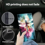 Car Registration and Insurance Holder, Leather Car Glove Box Organizer, Cool Car Accessories for ID, Driver's License Cards & Essential Document,business cards,Men&Women,Color Dragonfly