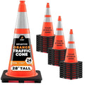 Xpose Safety 28" Orange Traffic Cones with 6" & 4" Collars, 24-Pack – PVC Safety Cones for Parking, Soccer, Construction, Kids & Caution – DOT Approved – Optional Stencil Available