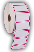 2.25" X 1.25" Direct Thermal Perforated Stickers Labels for Barcodes, Address, Consignment - Compatible with Zebra, Rollo, Godex and More (RED Border, 6 Rolls)