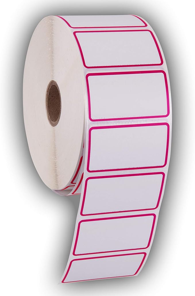 2.25" X 1.25" Direct Thermal Perforated Stickers Labels for Barcodes, Address, Consignment - Compatible with Zebra, Rollo, Godex and More (RED Border, 6 Rolls)
