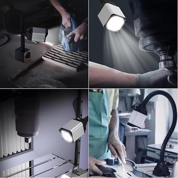 28LEDs Magnetic Light, 1320 Lumen 120v Flexible Gooseneck Work Light with Adjustable Magnetic Base for CNC MlilingDrill Press Sewing Machine Industrial Lighting, 12w