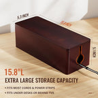 Cinati Large Cable Management Box, 15.8" Wooden Cable Organizer for Floor Wires Storage, Wall Mount Cord Hider Box for Electrical Cord Management, Power Strip Wire Organization for Desktop Home Office