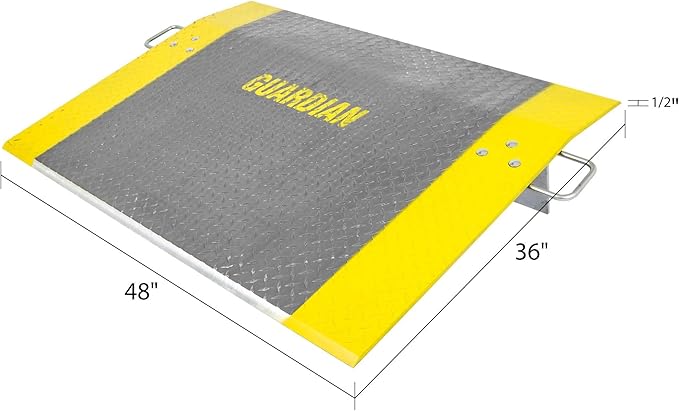 Guardian Aluminum Dock Plate with Carrying Handles for Pallet Jacks, Hand Carts, Material Handling, 48" x 36" 5,300 lb. Capacity