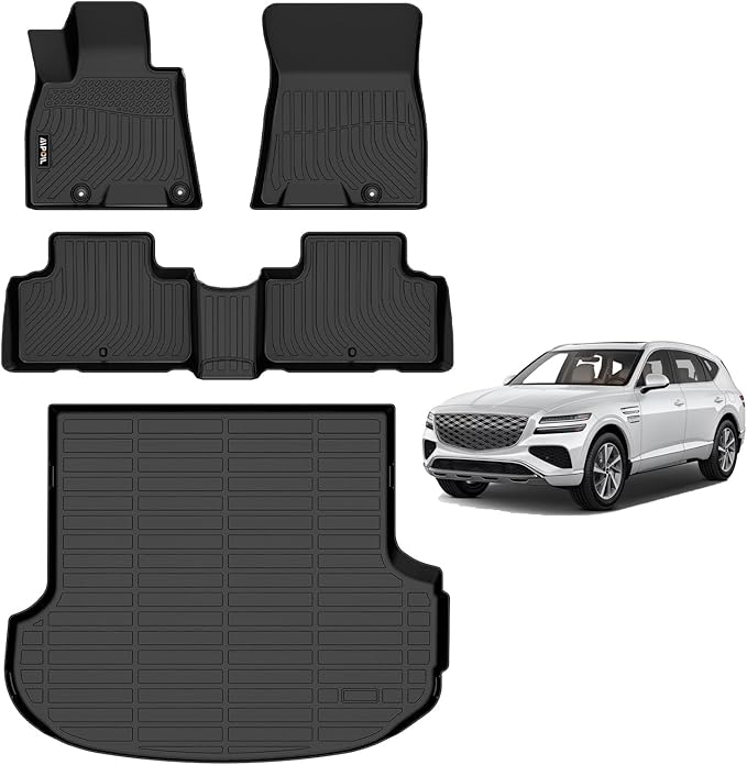 AIPOIL® Floor Mats & Cargo Liner Set for 2021-2026 Genesis GV80 (Only fit 5 Seats) All Weather Protection TPE Anti-Slip Automotive Full Set Custom Car Mats Accessories - Black