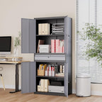 Metal Storage Cabinet with with Drawer, Garage Storage Cabinet with Locking Doors and Adjustable Shelves for Garage, Home Office,Warehouse