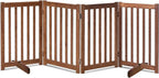 LZRS Freestanding Extra Wide Dog Gate 30 inch Tall - 4 Panels Solid Wooden Pet Gate for Doorways, Stairs, Hallways,Kitchens& Long Areas, Expandable & Foldable with Support Feet,Indoor Use,Oak
