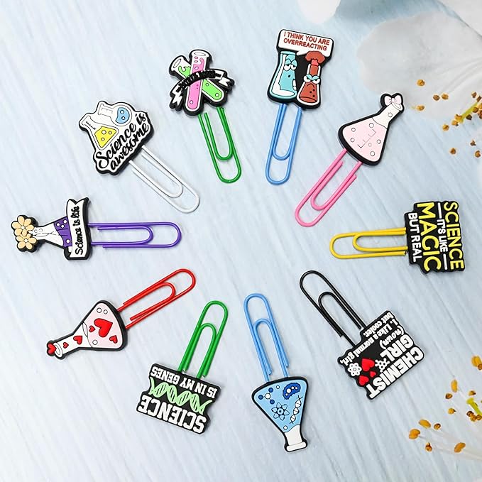 30 PCS Science Paper Clips Metal Paperclip Large Size Paper Clip Cute Bookmark Colorful Office Supplies Bookmark Clamp Desk Accessories Stationery for School Gifts for Christian